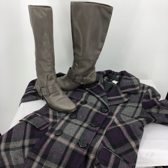 Brian Atwood Women’s 6.5 Gray Leather Riding Boot Silver Tone Bling Buck… - Picture 6 of 7